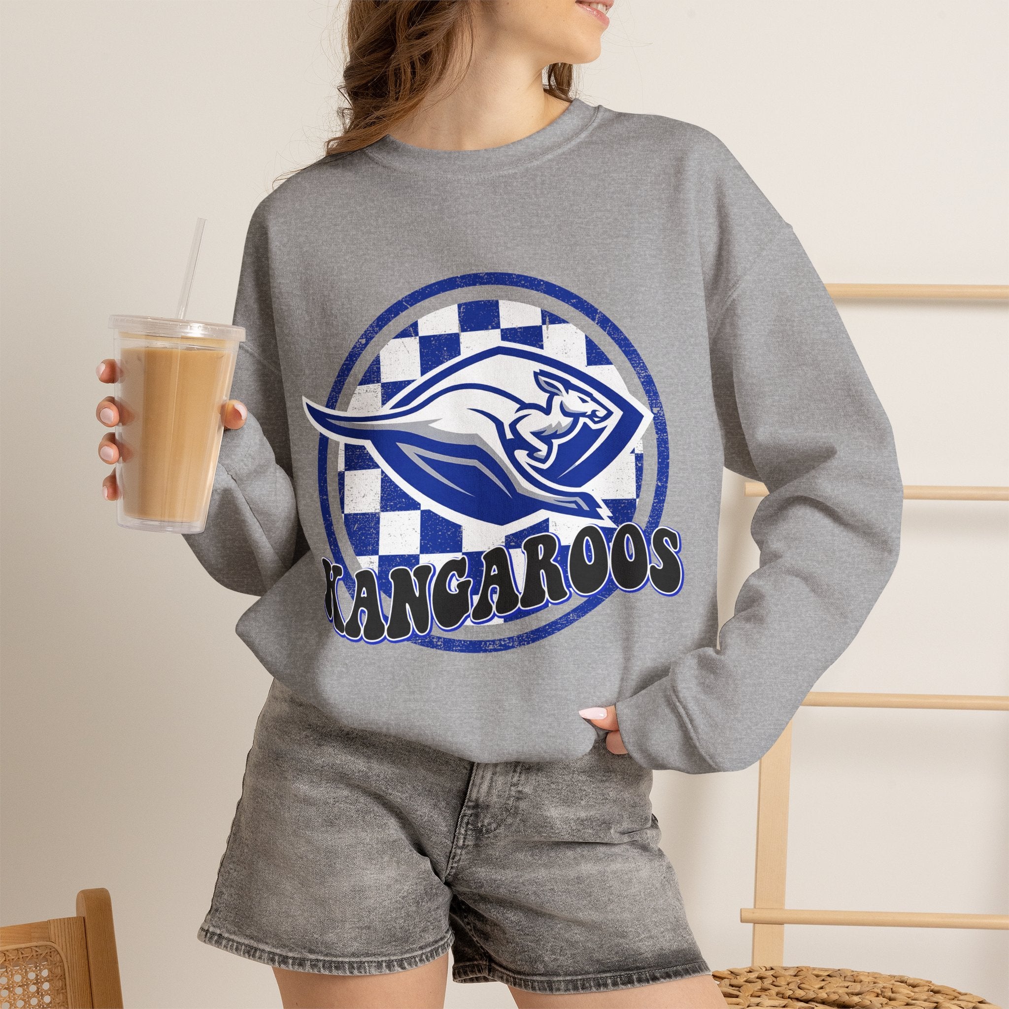 Kangaroos Crewneck Sweatshirt — Retro Mascot Sports Pullover