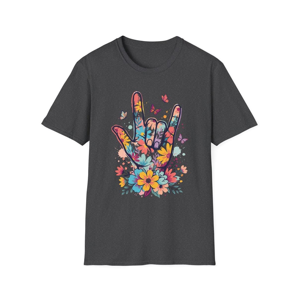 ASL I Love You Tee with Butterflies T-Shirt