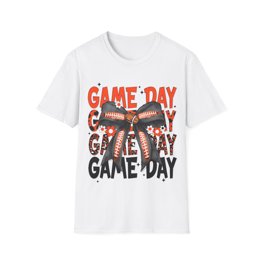 Game Day Orange Football Bow T-Shirt