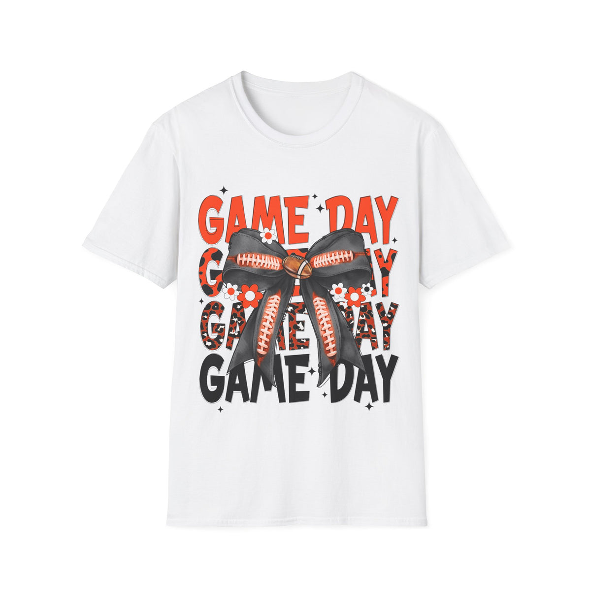 Game Day Orange Football Bow T-Shirt