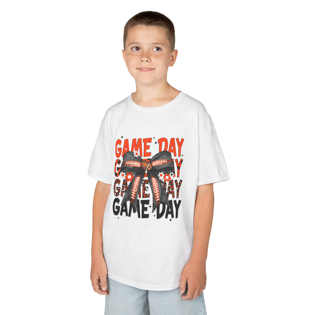 Kids "Game Day" Football Bow T-Shirt
