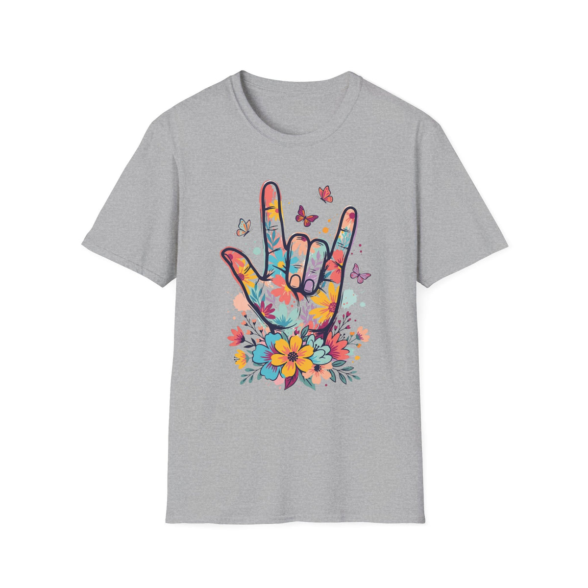 ASL I Love You Tee with Butterflies T-Shirt