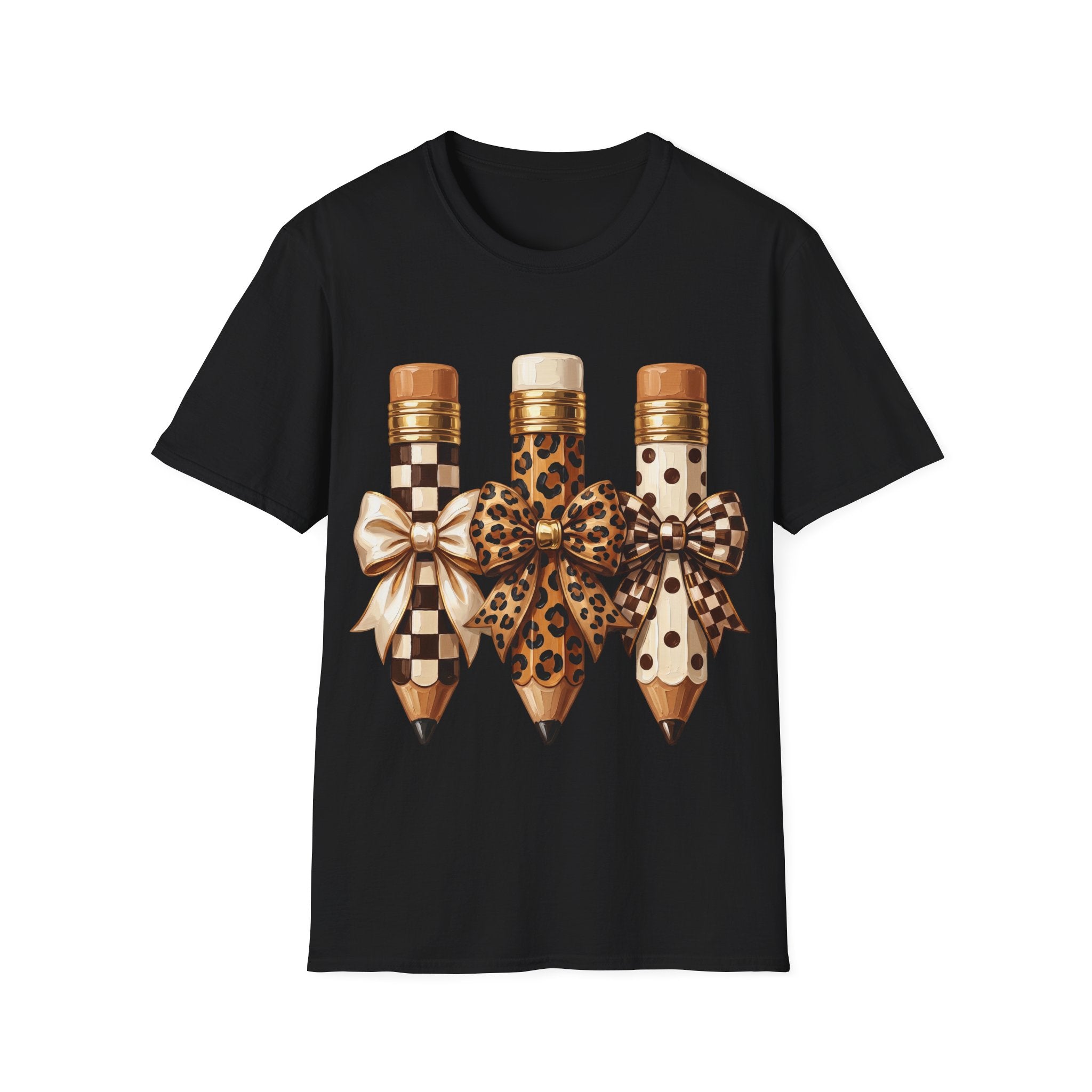 Leopard & Checker Pencil Graphic T-Shirt