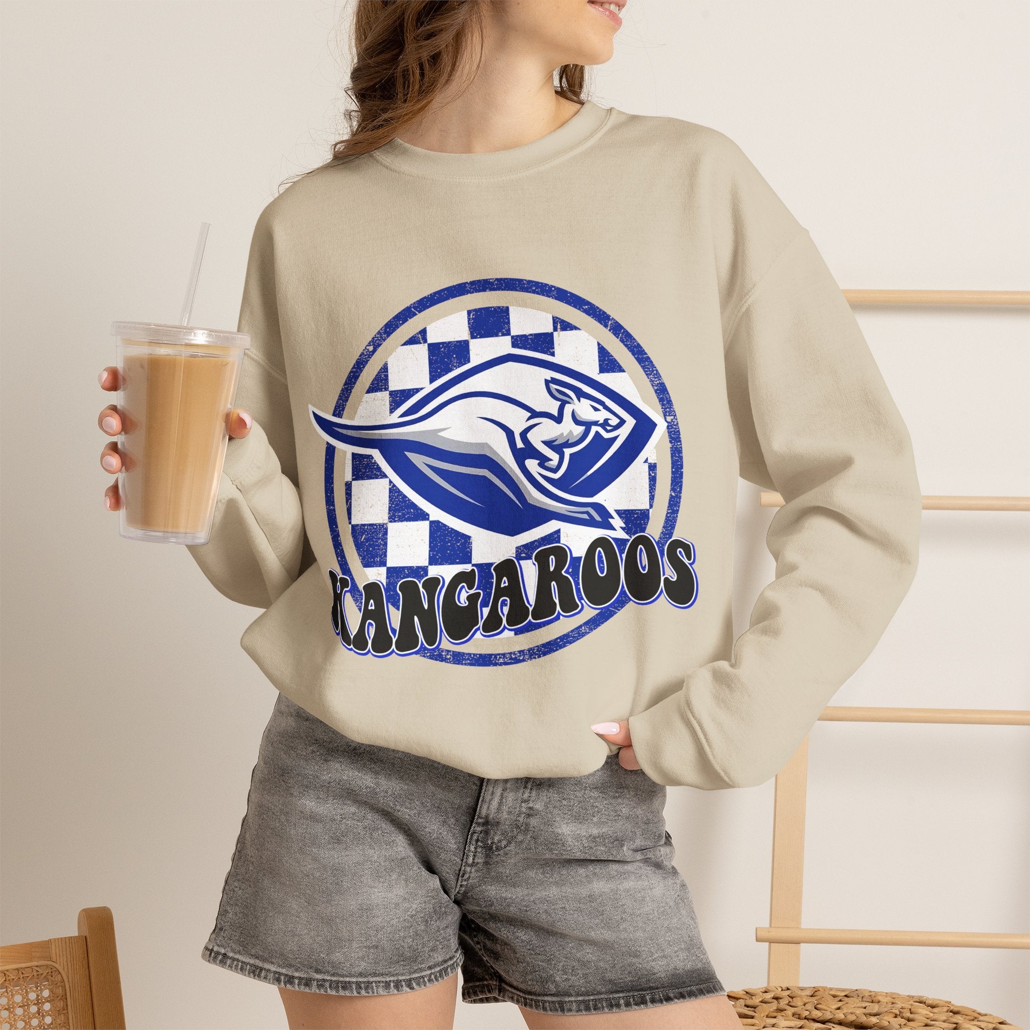 Kangaroos Crewneck Sweatshirt — Retro Mascot Sports Pullover