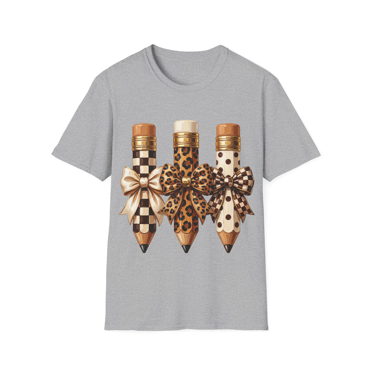 Leopard & Checker Pencil Graphic T-Shirt