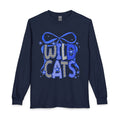 Wild Cats Long Sleeve Tee — Retro Blue Graphic "WILD CATS" Shirt