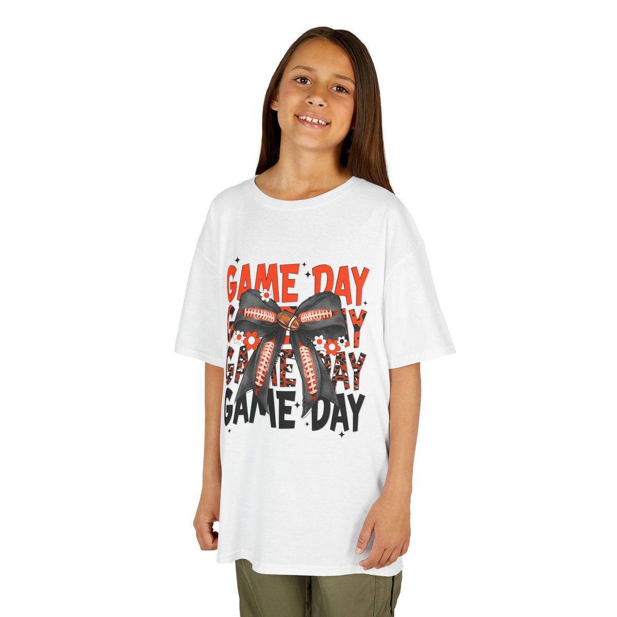 Kids "Game Day" Football Bow T-Shirt