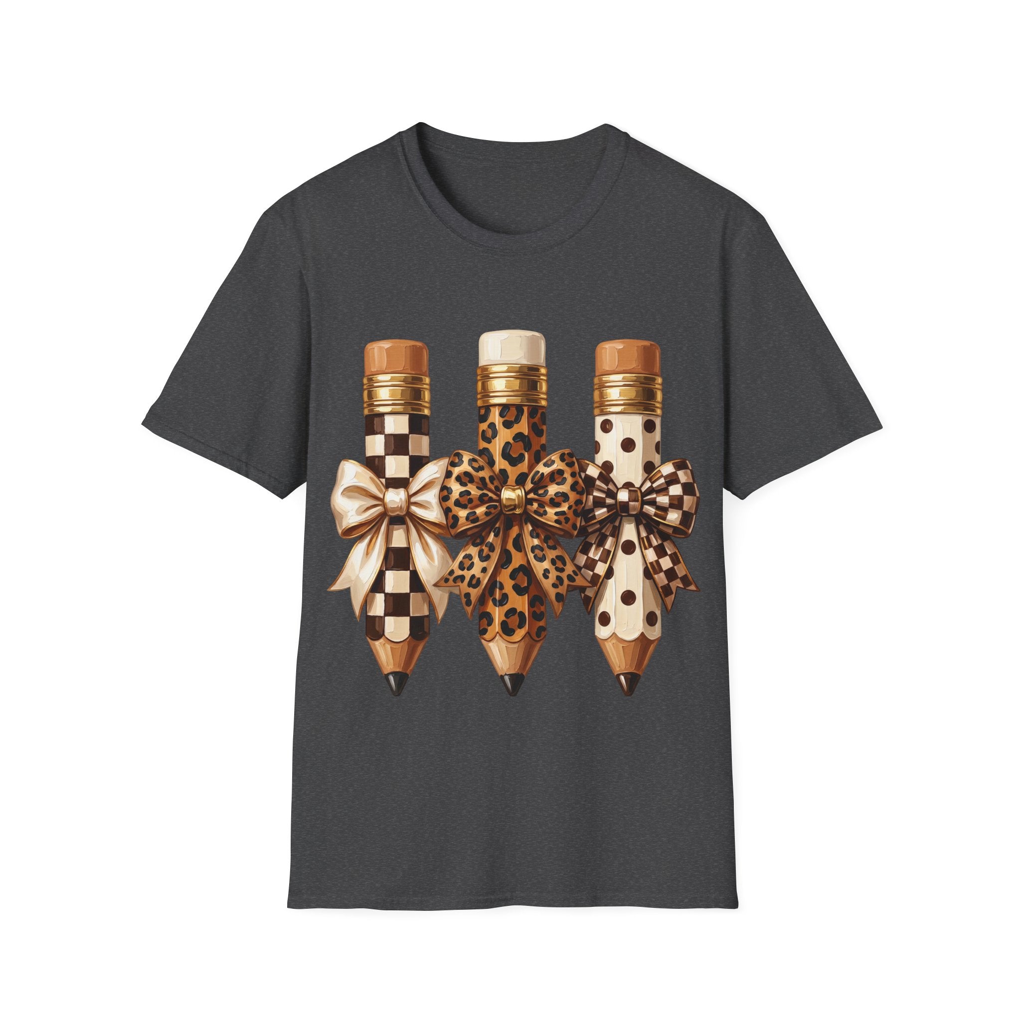 Leopard & Checker Pencil Graphic T-Shirt