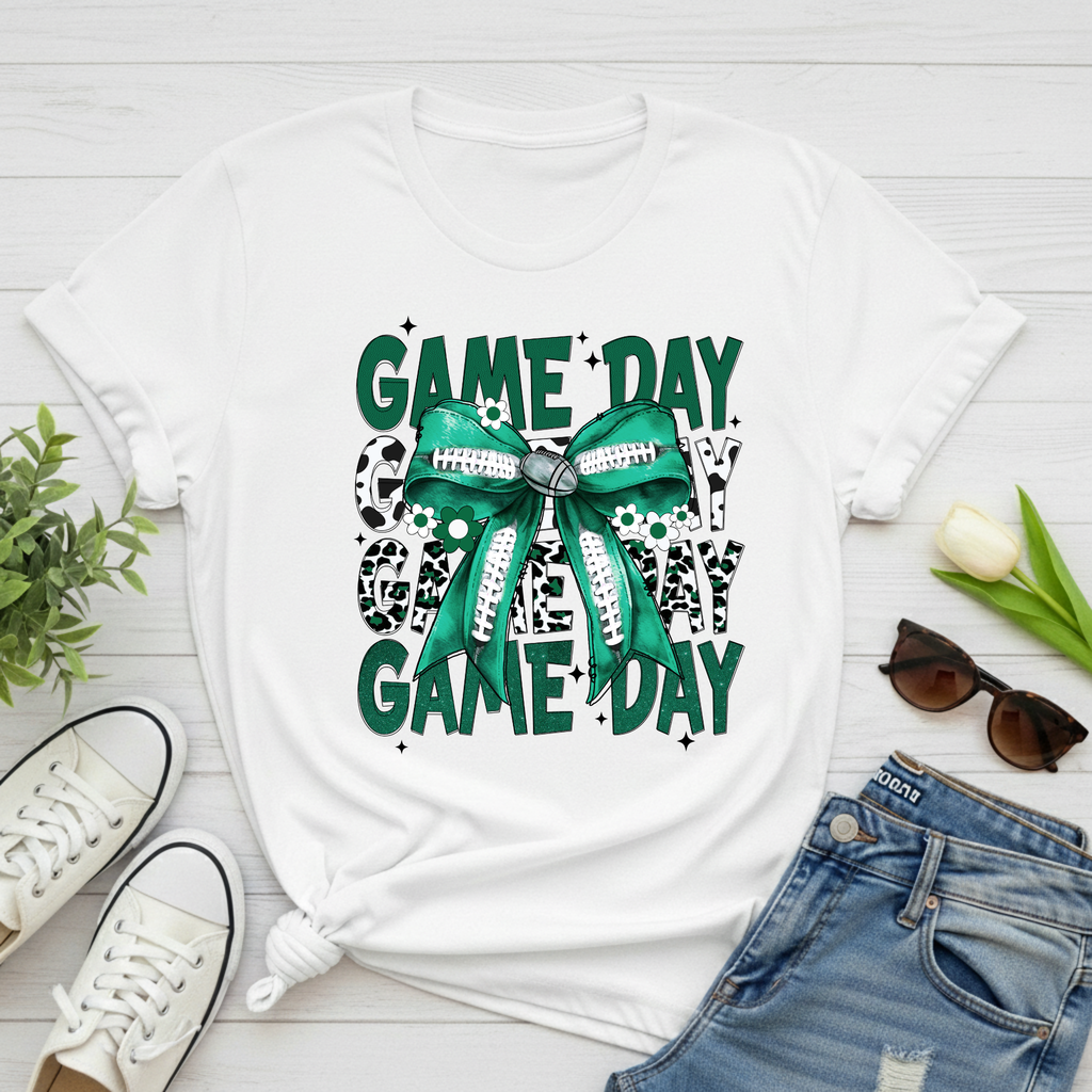 Game Day T-Shirt — Green Bow Football Tee