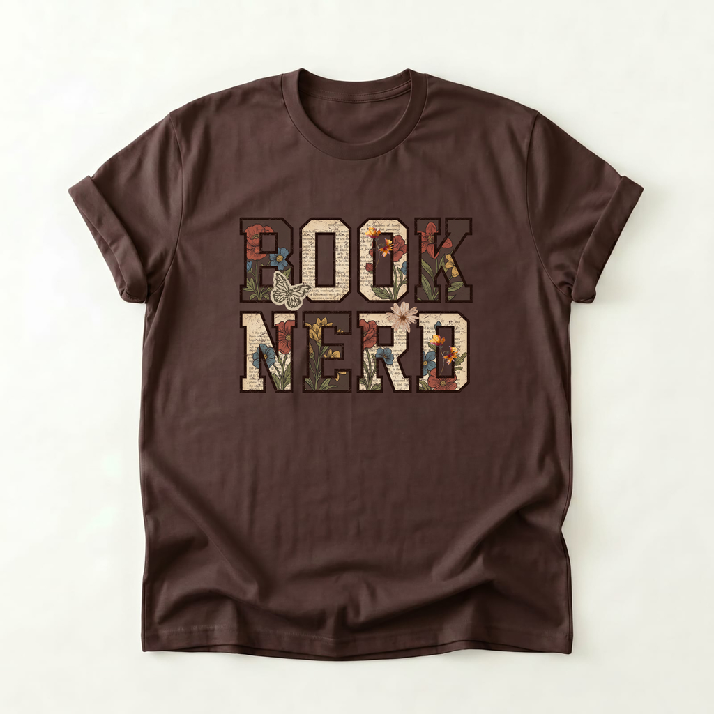 Floral Vintage Book Nerd T-Shirt