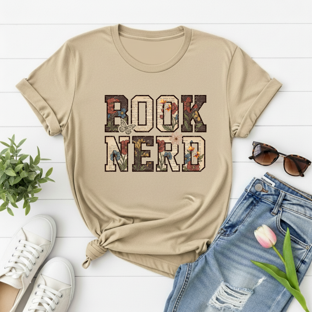 Floral Vintage Book Nerd T-Shirt