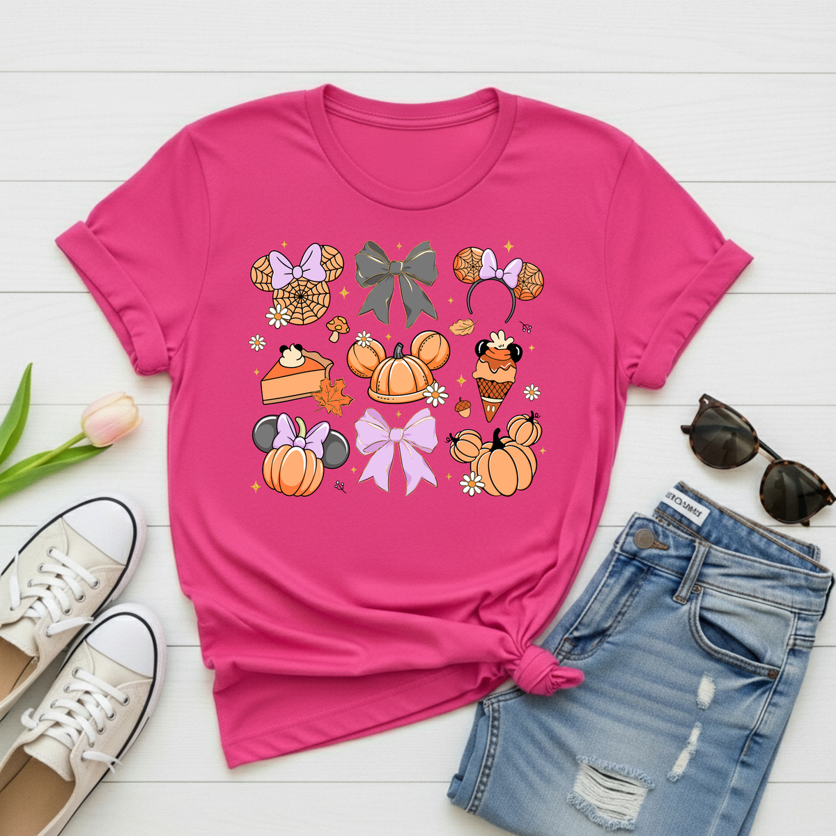 Halloween Pumpkin Mouse Ears T-Shirt