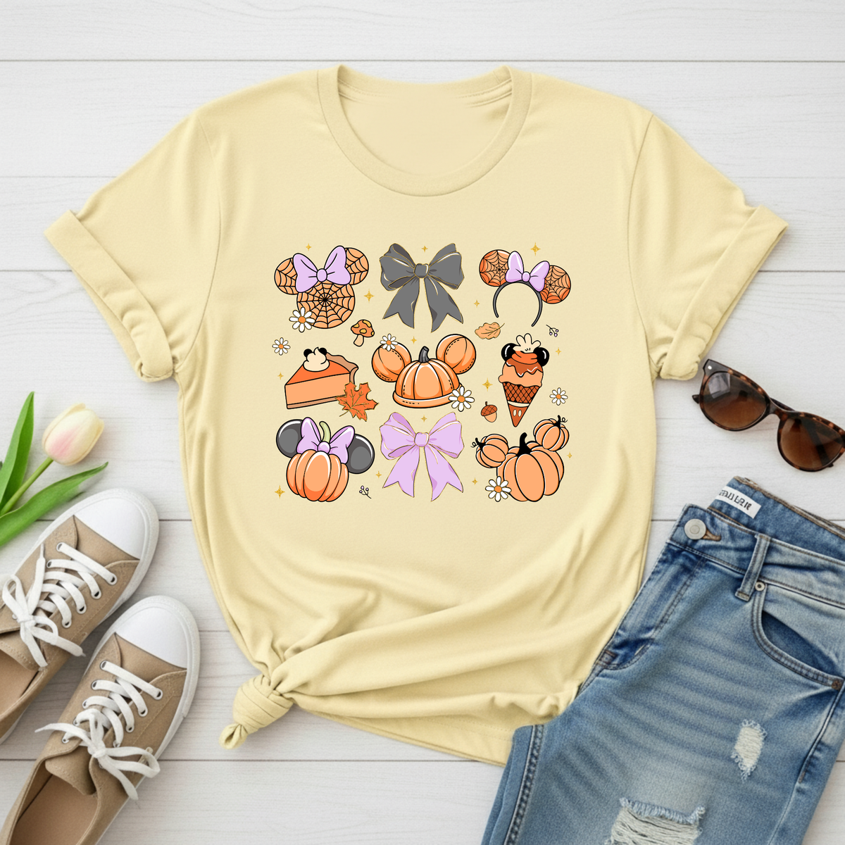 Halloween Pumpkin Mouse Ears T-Shirt