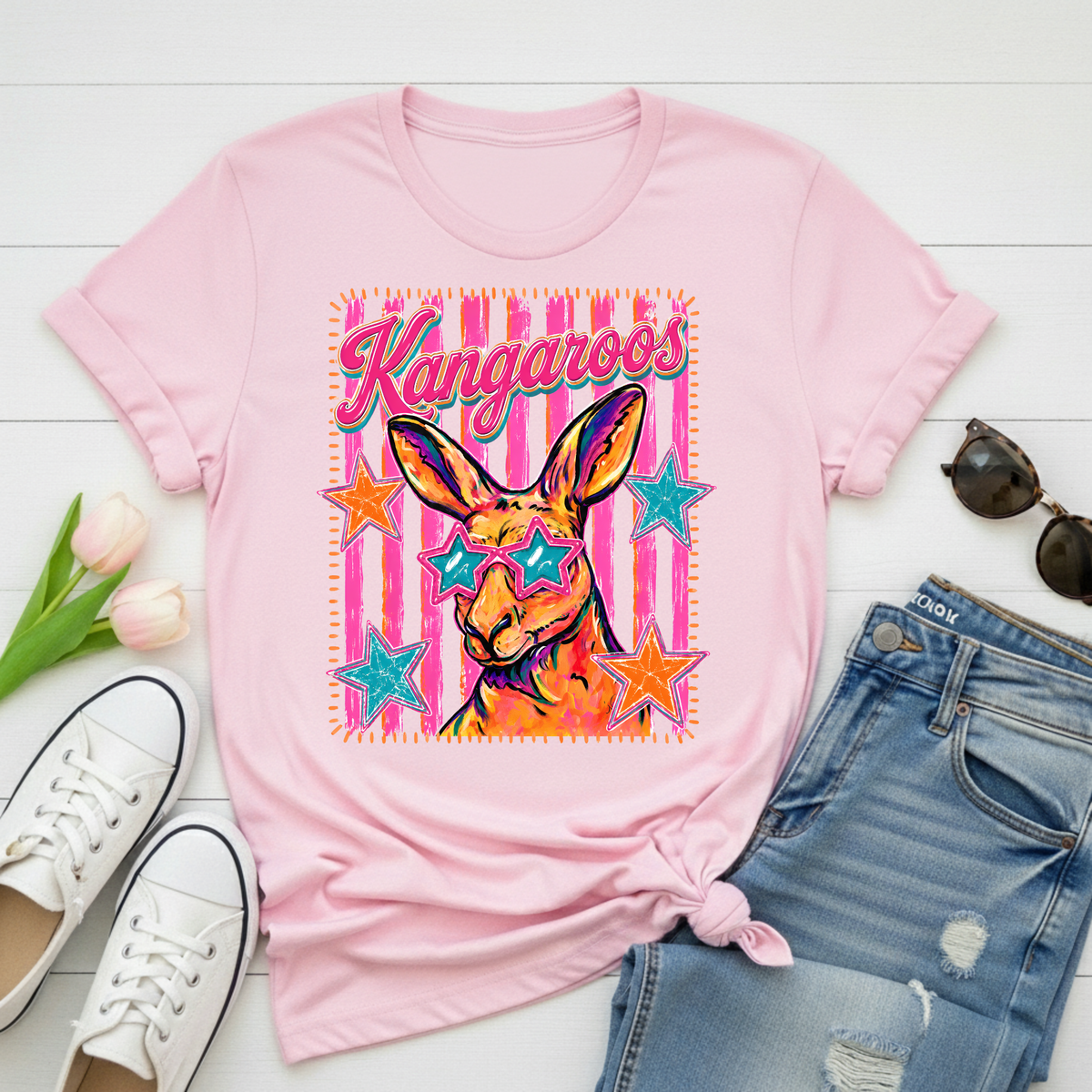 Kangaroos Retro Stripe Tee