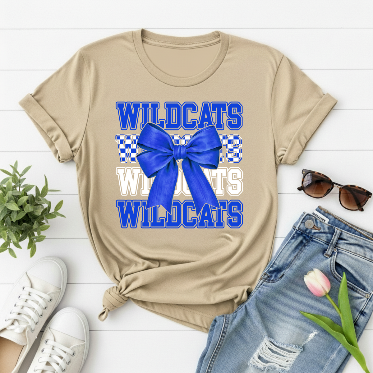 Wildcats Royal Blue Bow T‑Shirt