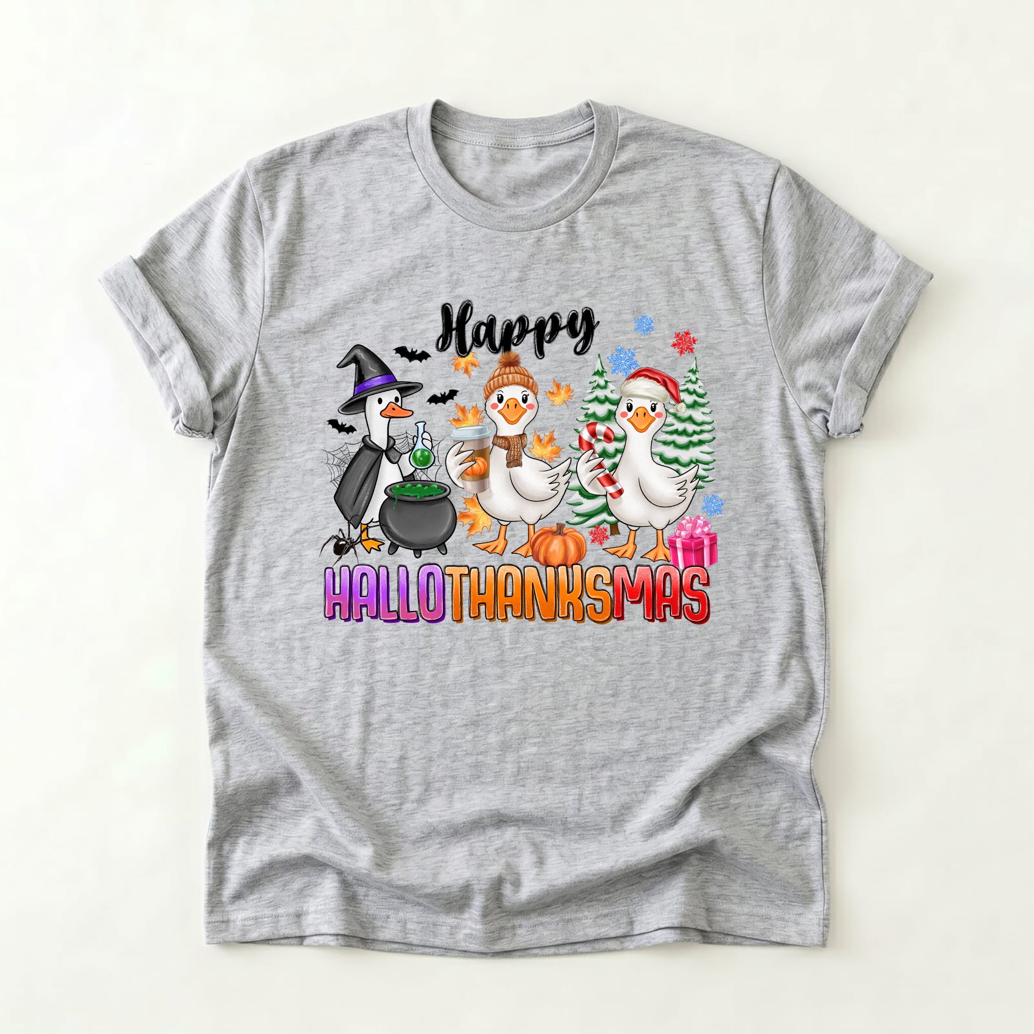 Holiday Geese 'Happy HalloThankSmas' T-Shirt