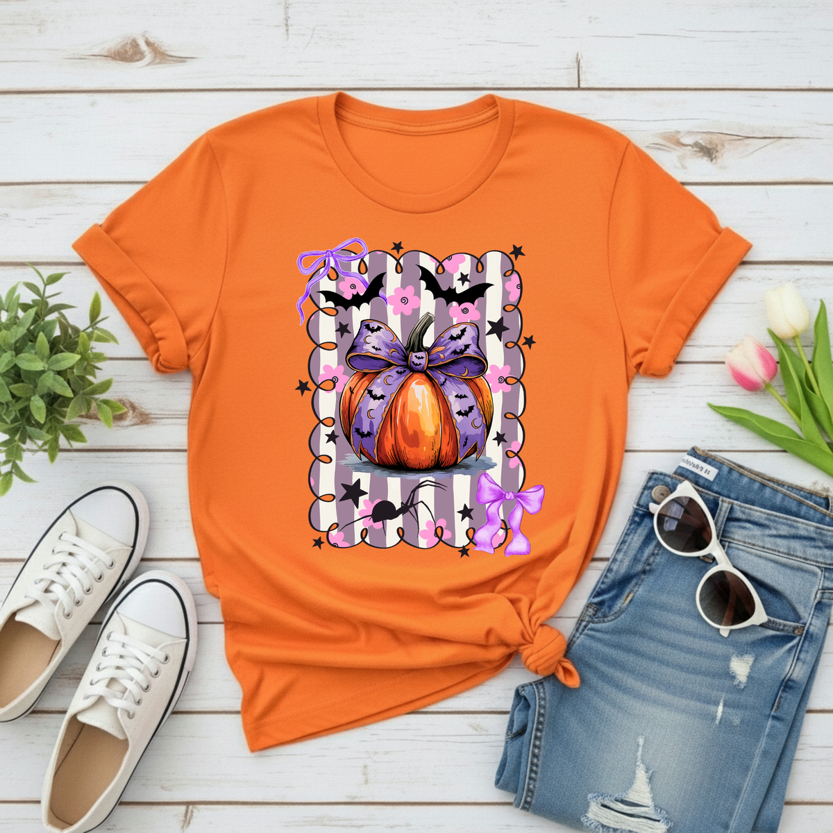 Purple Bow Pumpkin T-Shirt