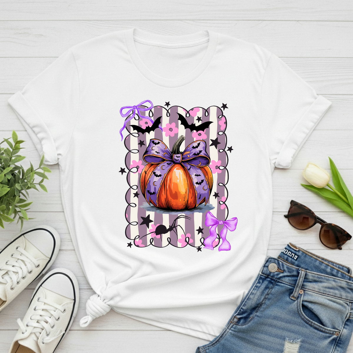 Purple Bow Pumpkin T-Shirt