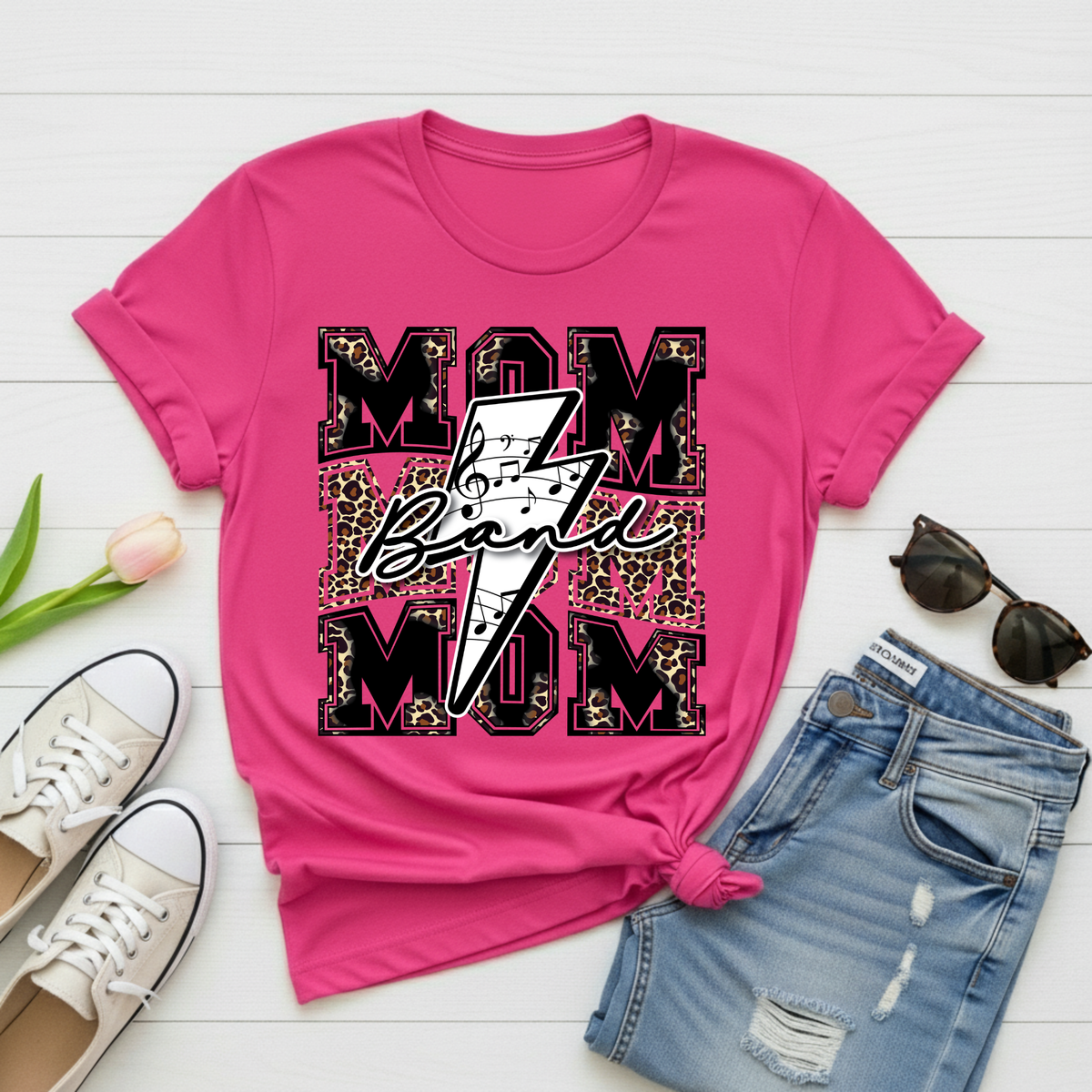 Leopard Mom Band T‑Shirt