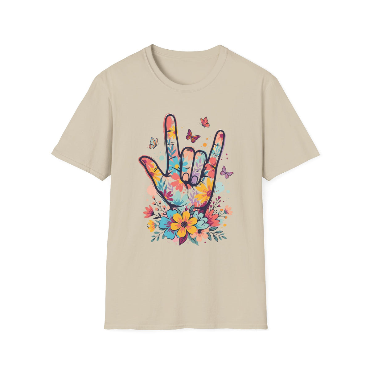 ASL I Love You Tee with Butterflies T-Shirt