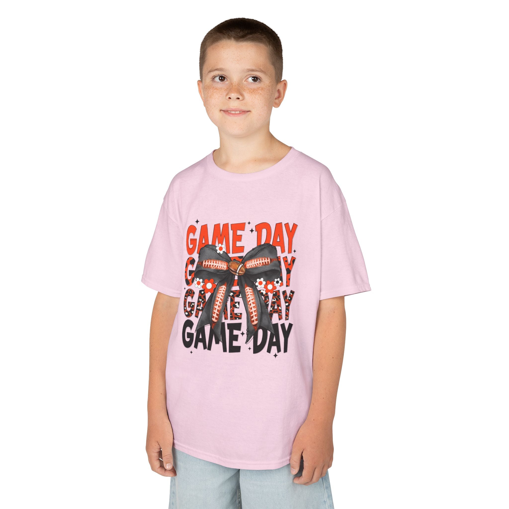 Kids "Game Day" Football Bow T-Shirt