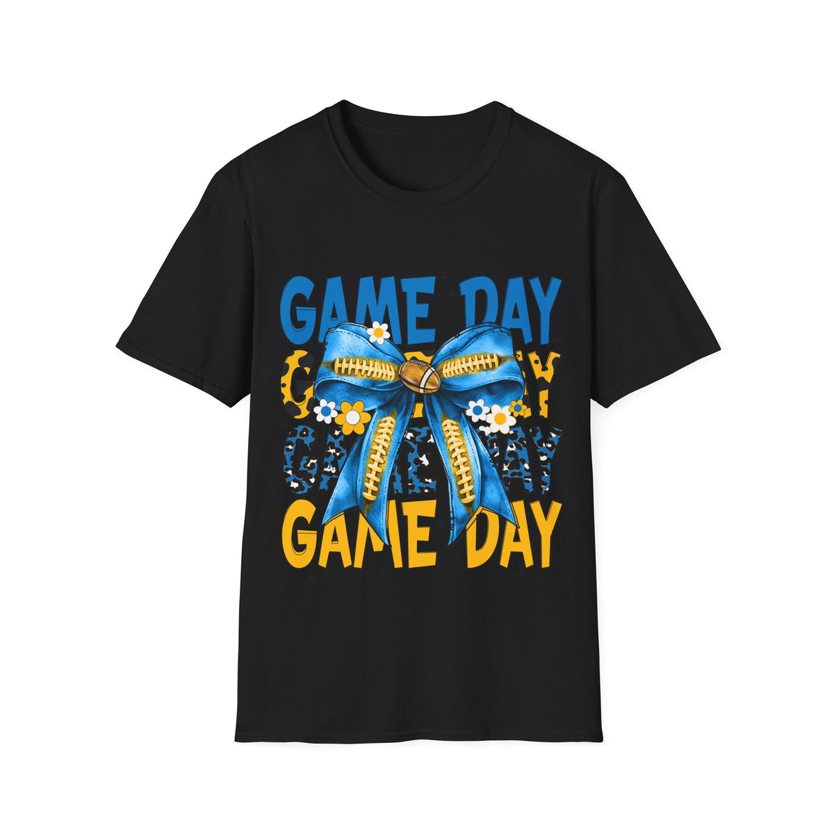 Game Day T-Shirt — Blue & Yellow Bow