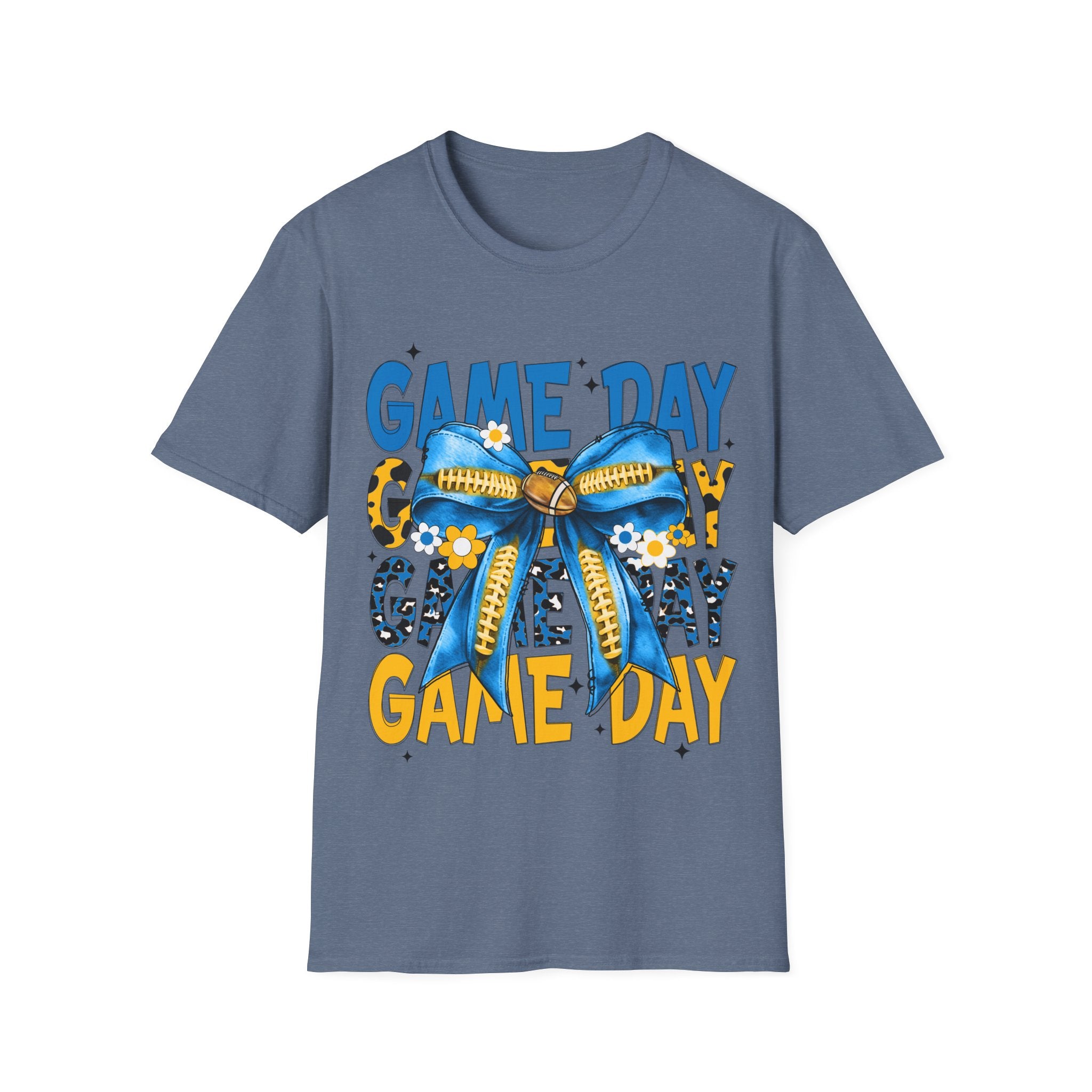 Game Day T-Shirt — Blue & Yellow Bow