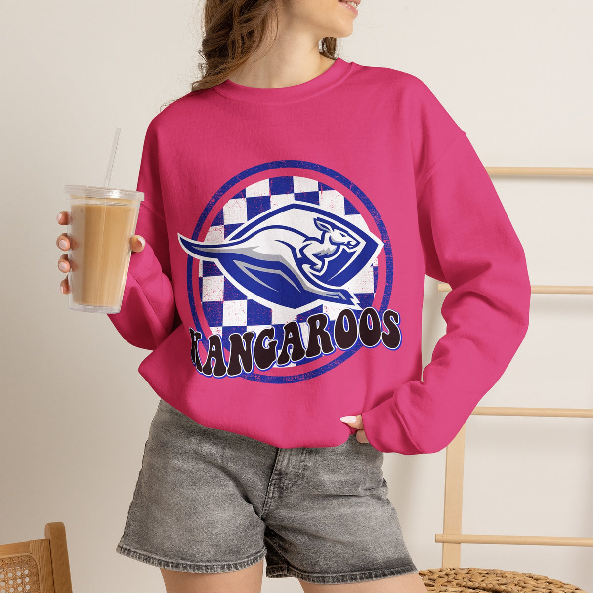 Kangaroos Crewneck Sweatshirt — Retro Mascot Sports Pullover