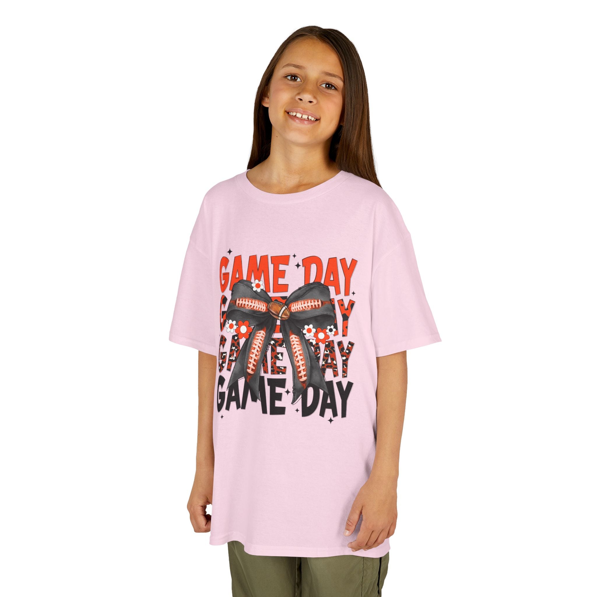 Kids "Game Day" Football Bow T-Shirt
