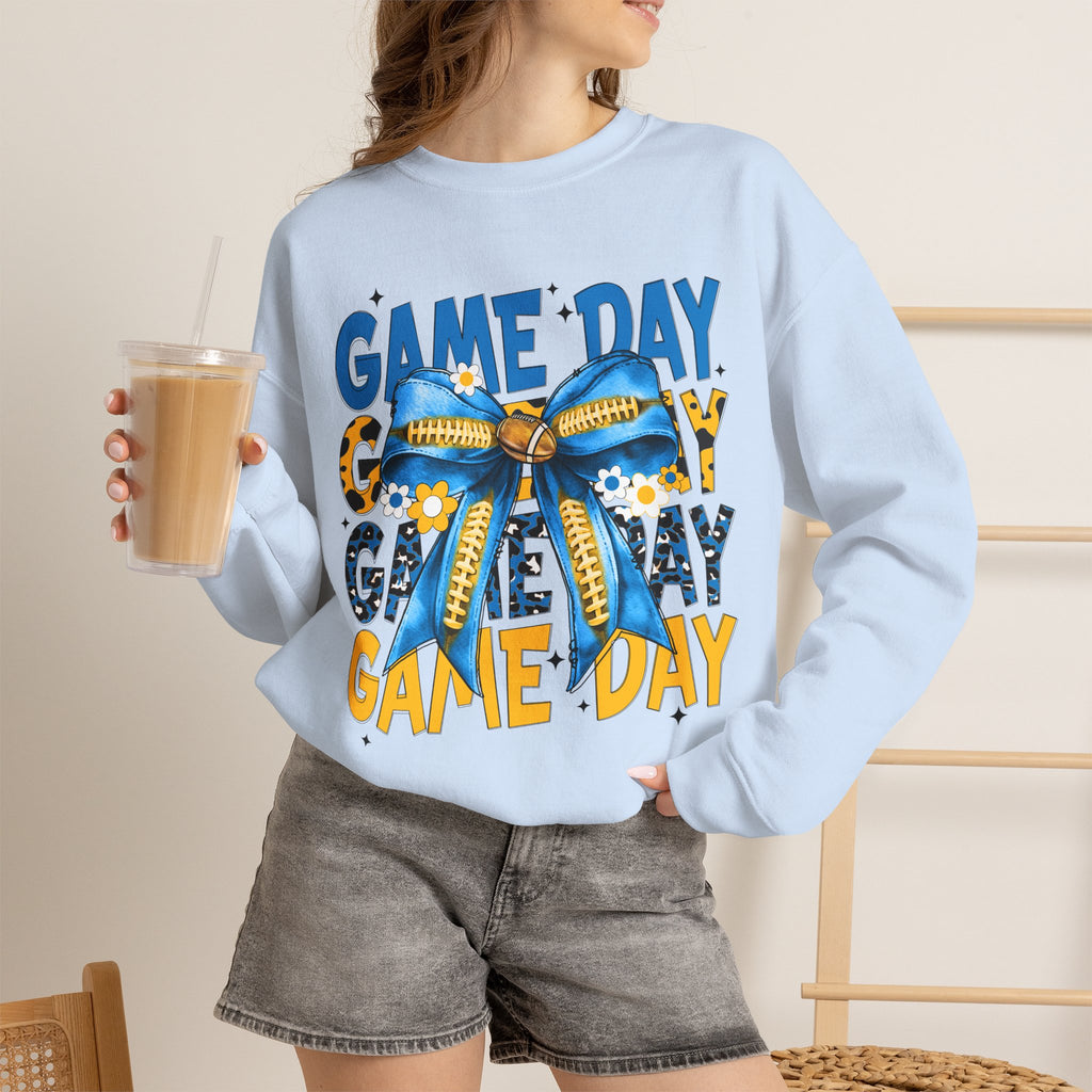 Game Day Blue & Gold Bow Sweatshirt