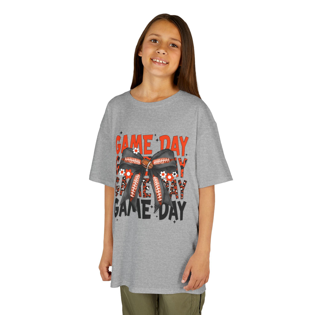 Kids "Game Day" Football Bow T-Shirt