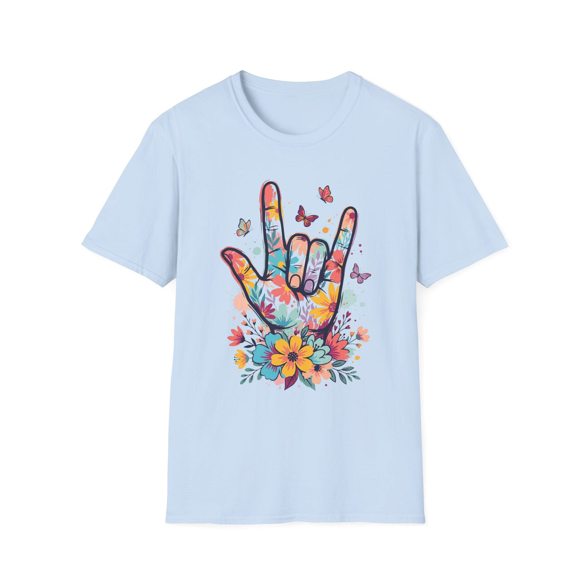 ASL I Love You Tee with Butterflies T-Shirt